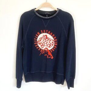 Scotch & Soda Dark Blue Sweatshirt with Red Leopard Design
